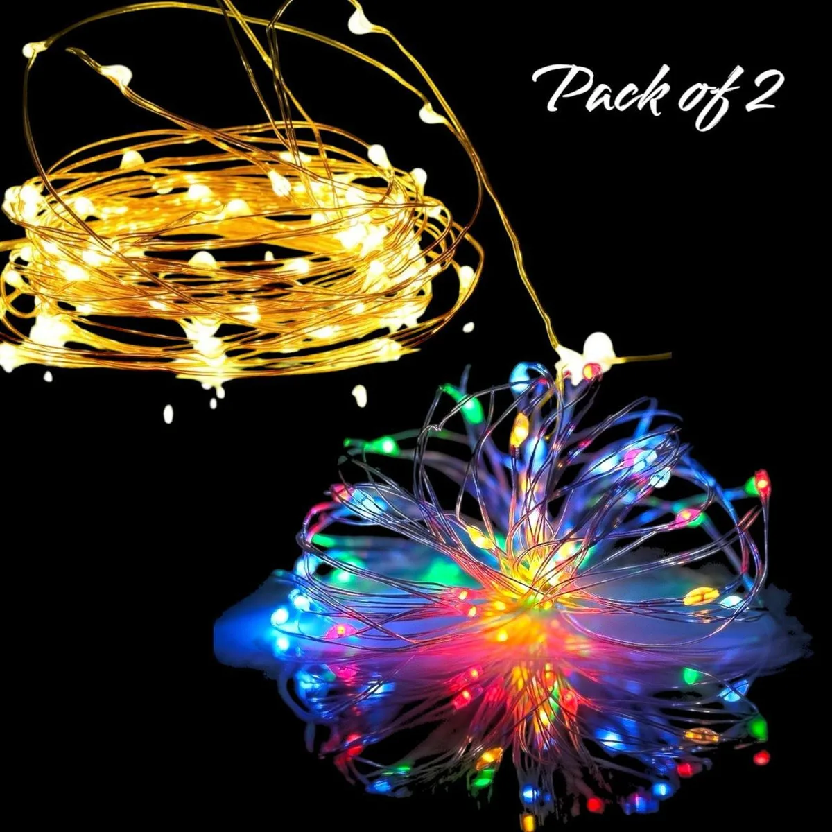 TurboTraders 20 LEDs 1.98 m Yellow, Multicolor Steady Water Drop Rice Lights
