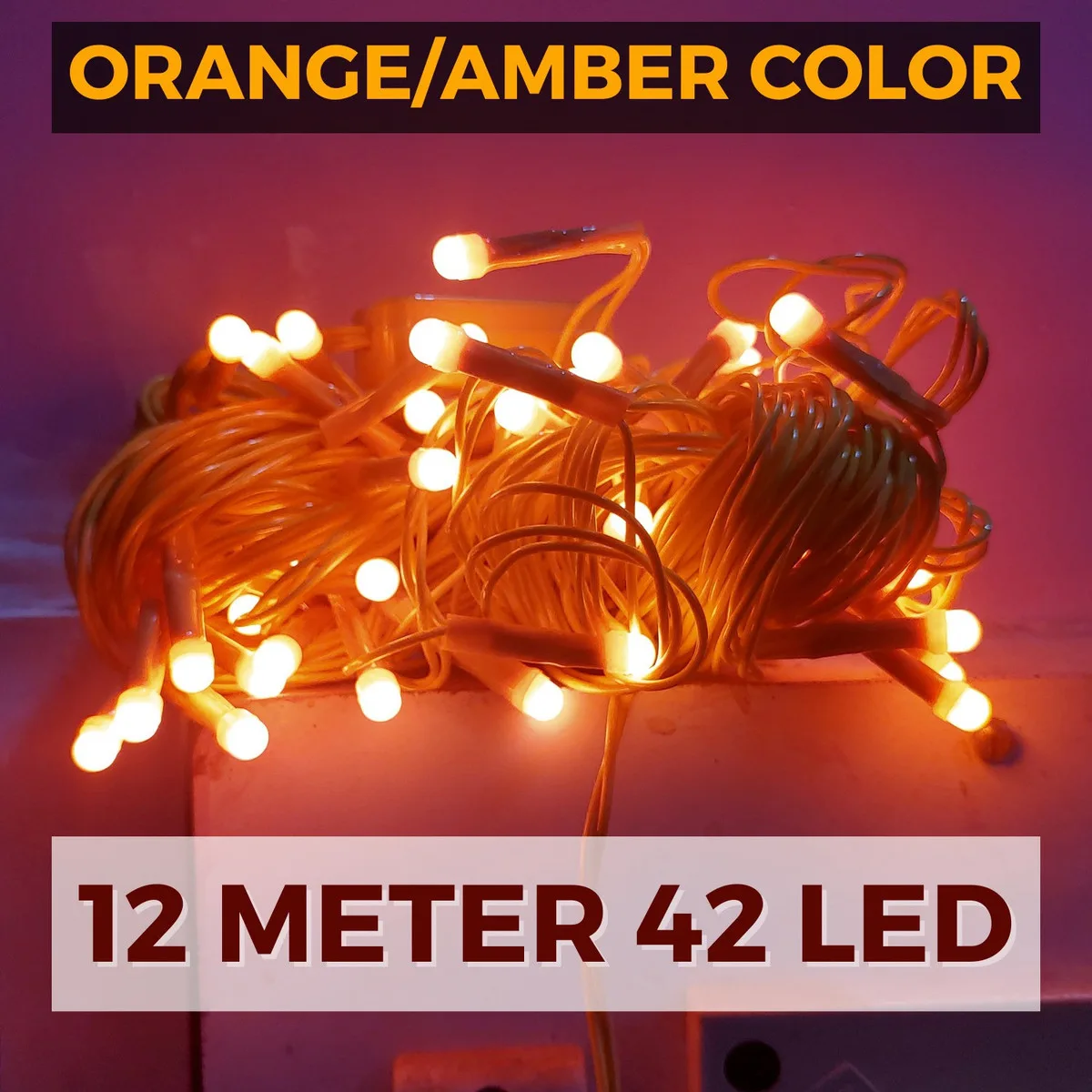 TurboTraders 42 LEDs 12 m Orange Steady String Rice Lights