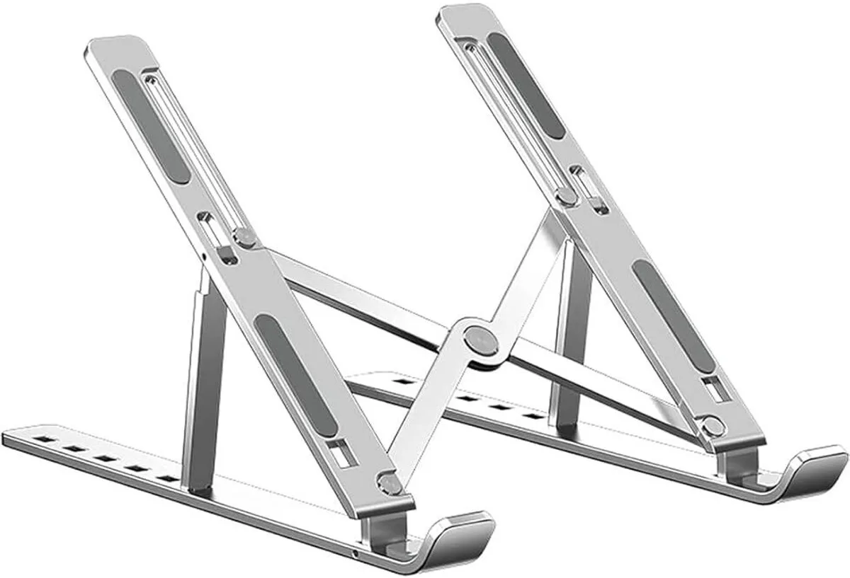 TurboTraders Laptop Stand Aluminum Adjustable Foldable Portable Laptop/Tablet Stand Aluminium Laptop Stand with Adjustable Height Compatible with Universal Laptops