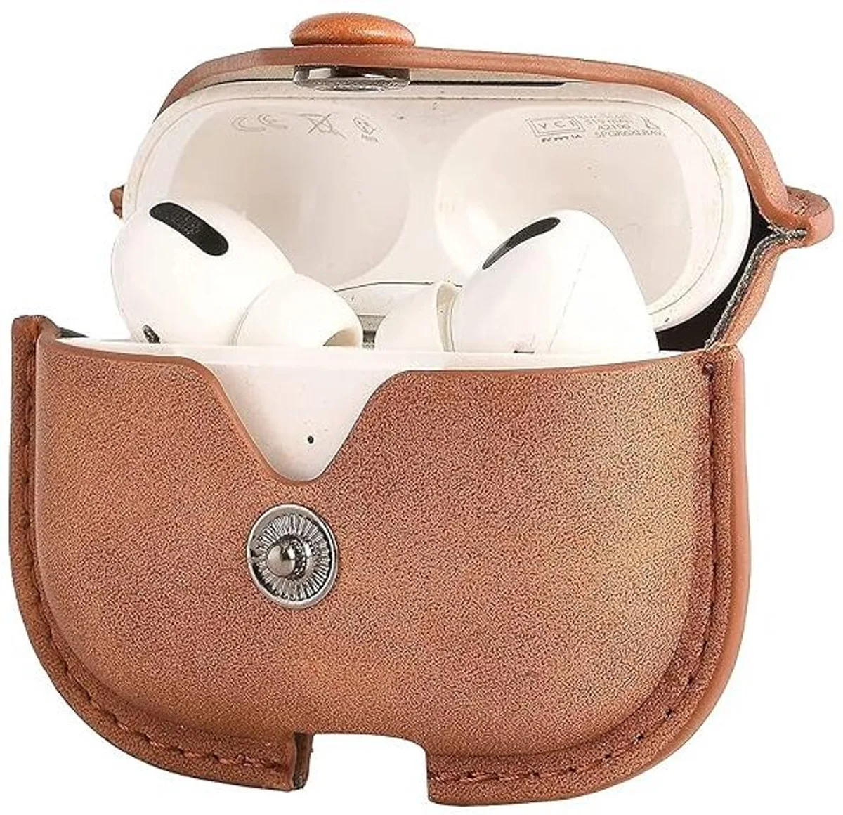 TurboTraders Leather Press Stud Earbuds Case For AirPods