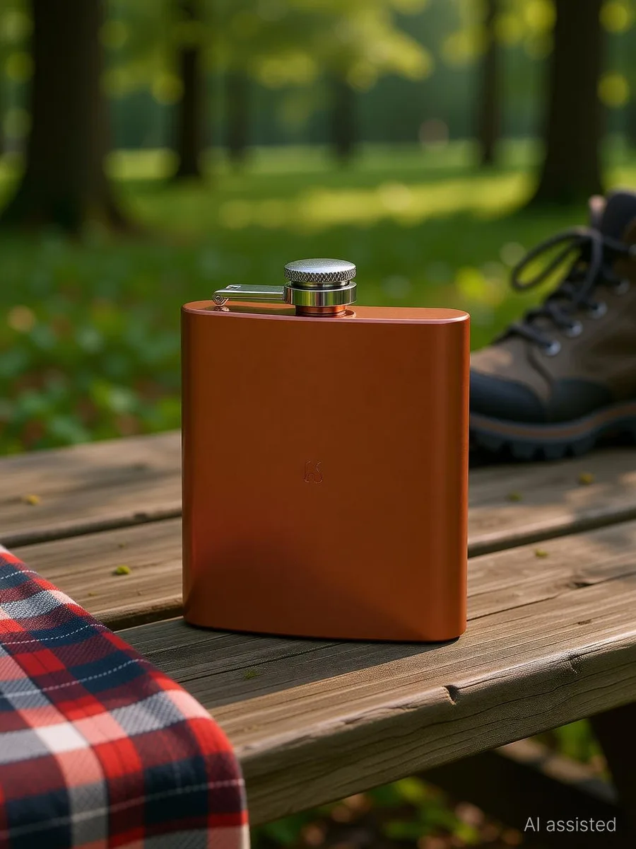 TurboTraders Matte Brown Hip Flask 8oz Stainless Steel Hip Flask