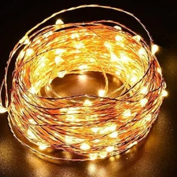 TurboTraders 30 LEDs 0.15 m Yellow Steady, Steady String Rice Lights