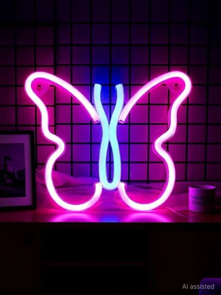 TurboTraders Butterfly Neon Signs Wall Decor for Bedroom,Bar Pub, Restaurant, Birthday Party Night Lamp