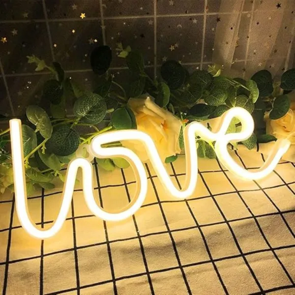 TurboTraders Love Neon LED Light Sign – Love Sign Light Wall Hanging-Yellow Color Night Lamp