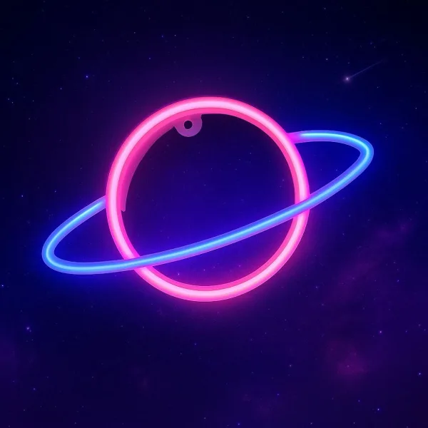 TurboTraders Neon LED Light Planet Design for Home Decoration (Pink and Blue Colour) Night Lamp