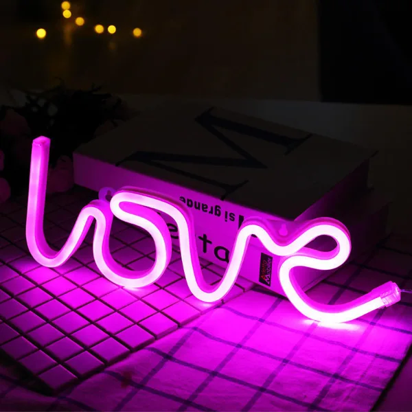TurboTraders Pink Love Neon Night Lamp