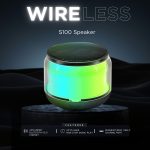 S100 Mini Rechargeable Wireless Bluetooth Speaker with RGB Light and Stereo Sound