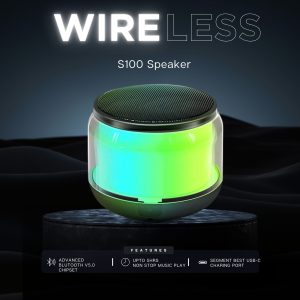 S100 Mini Rechargeable Wireless Bluetooth Speaker with RGB Light and Stereo Sound