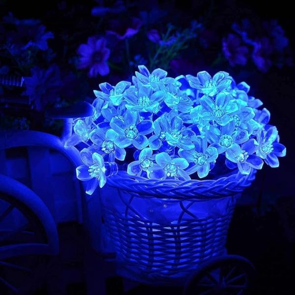 36 Led Blue Silicone Flower String Lights - Image 2