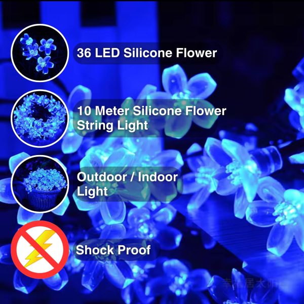 36 Led Blue Silicone Flower String Lights - Image 4