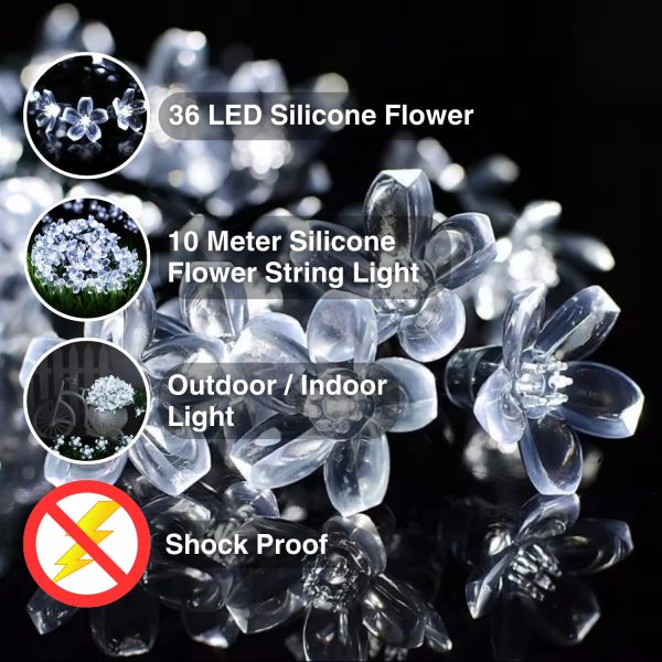 Silicon Flower White 36LED String Lights for Home Decoration - Image 5
