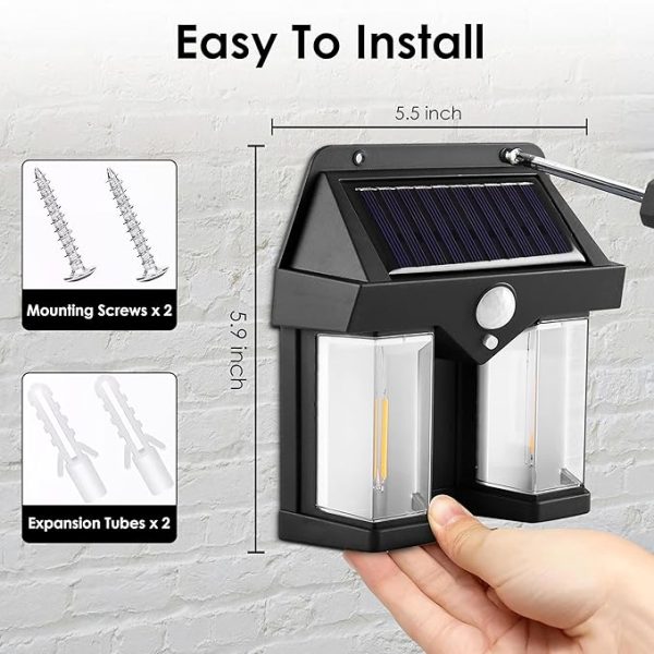 Wireless Motion Sensor Solar Wall Sconce Waterproof - Image 2