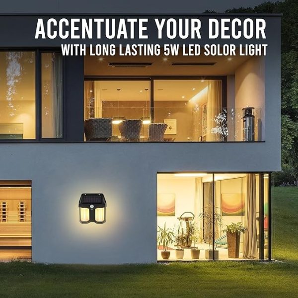 Wireless Motion Sensor Solar Wall Sconce Waterproof - Image 3