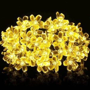 38 LED, 10 Meter Silicone Yellow Flower String Lights – Warm White