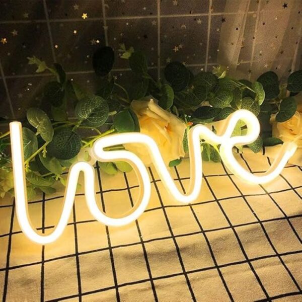 Love Neon Signs Light LED Neon Art Decorative (USB+Battery Powered, Warm White) - Image 2