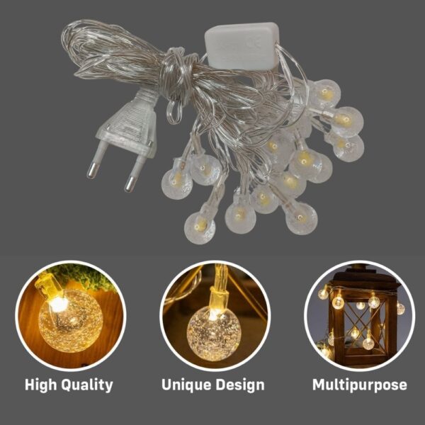Crystal Ball String Lights – 14 LED, 3 Meter Warm White - Image 4