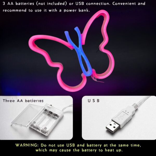 Butterfly Neon Signs Lights (Pink & Blue) - Image 3