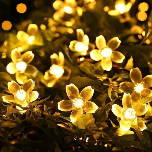38 LED, 10 Meter Silicone Yellow Flower String Lights – Warm White - Image 3