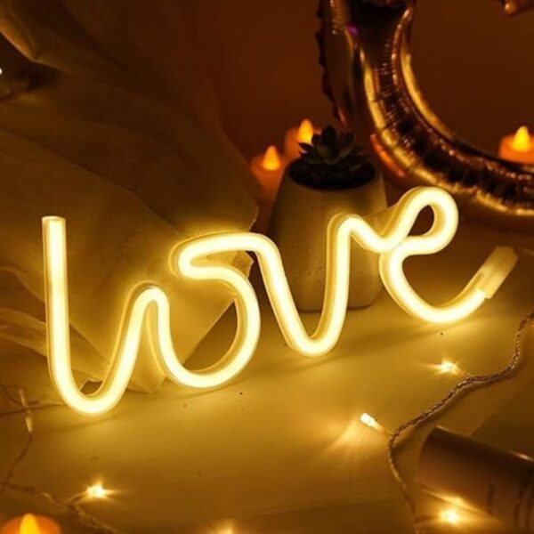 Love Neon Signs Light LED Neon Art Decorative (USB+Battery Powered, Warm White) - Image 5