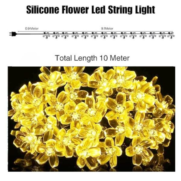 38 LED, 10 Meter Silicone Yellow Flower String Lights – Warm White - Image 4