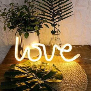 Love Neon Signs Light LED Neon Art Decorative (USB+Battery Powered, Warm White)