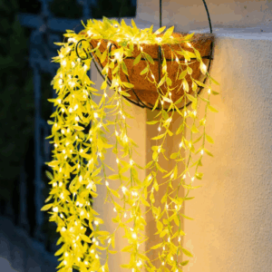 Artificial Leaf Curtain Lights – 200 LED Warm White Fairy String Lights, 3x1m